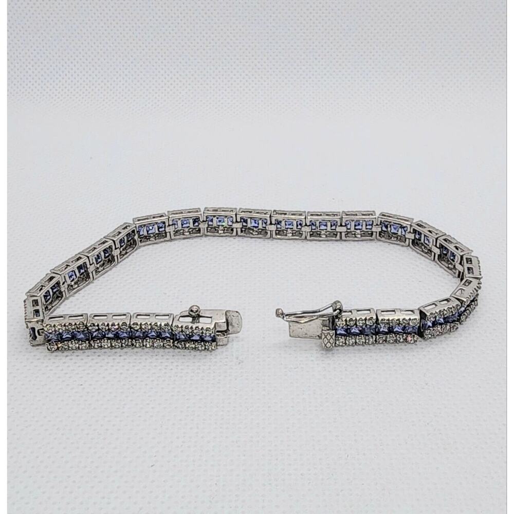 925 STERLING SILVER TANZANITE & CZ BRACELET SIZE 7.5 IN - Picture 9 of 9